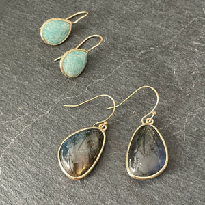Labradorite gemstone dangle statement earrings