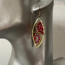 Load image into Gallery viewer, Hansa handmade red crystal and brass beads earrings