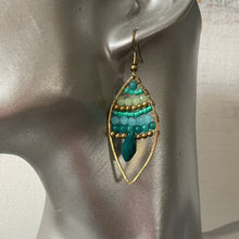 Load image into Gallery viewer, Lawana handmade green crystal and natural stone earrings