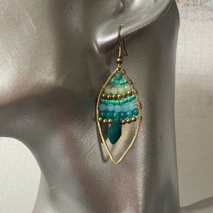Lawana handmade green crystal and natural stone earrings