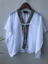 Load image into Gallery viewer, Onism collection white lurex chiffon batik trimmed kids beachwear resort wear beach kaftan