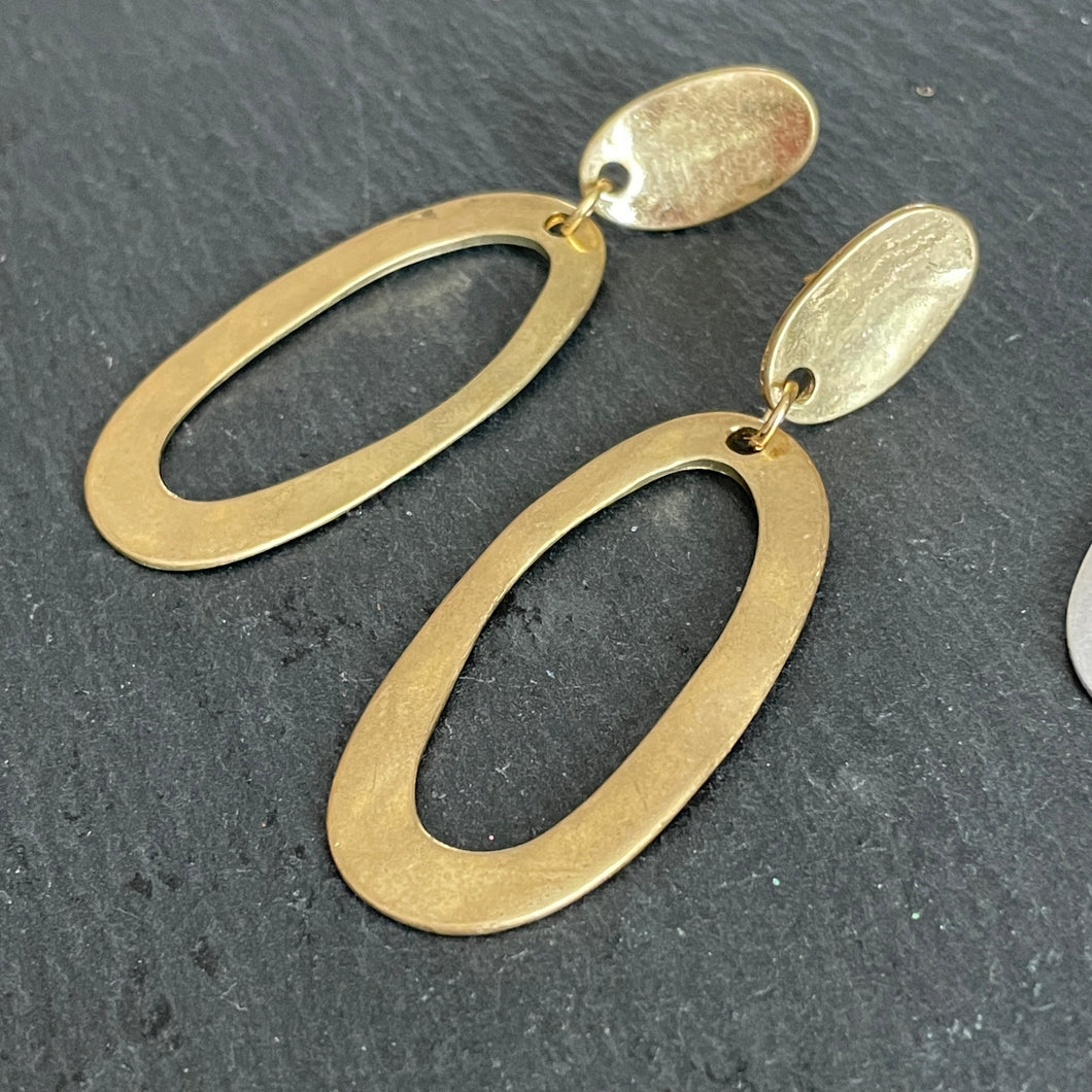 Revna Matte Textured Gold & Silver Earrings