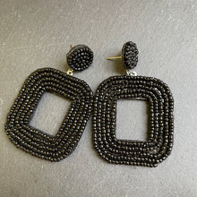 Load image into Gallery viewer, Yelia handmade beaded bold coloured statement dangle earrings in black