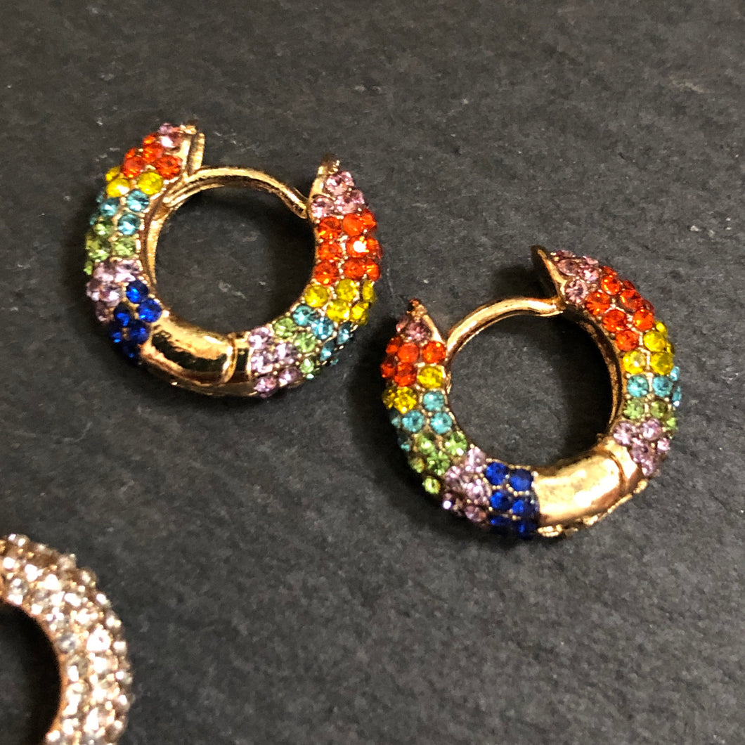 Hina rhinestone huggie earrings in prisma