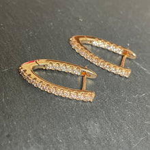 Load image into Gallery viewer, Adrie Zircon Oblong Hoop Earrings