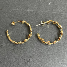 Load image into Gallery viewer, Dionysus Rhinestone Laurel Gold Hoop Earrings