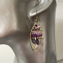 Load image into Gallery viewer, Lawana handmade purple crystal and natural stone earrings