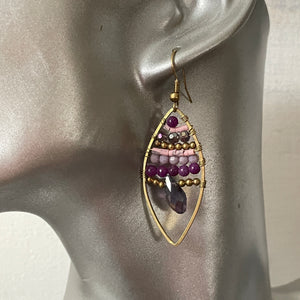 Lawana handmade purple crystal and natural stone earrings