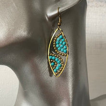 Load image into Gallery viewer, Hansa handmade turquoise gemstone and brass beads earrings