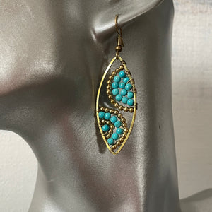 Hansa handmade turquoise gemstone and brass beads earrings