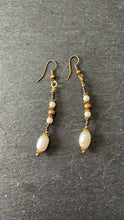Load image into Gallery viewer, Chariya handmade fresh water pearl, Afghan and brass beads earrings