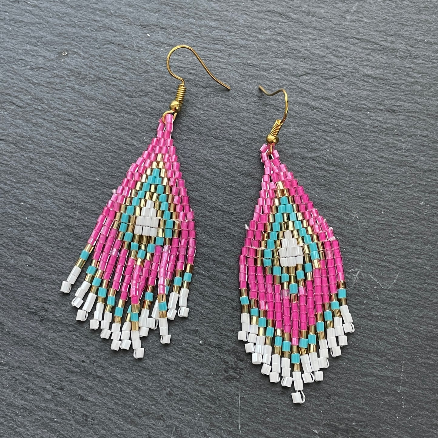 Sakari Pink Handmade Beaded Earrings - Mini Size