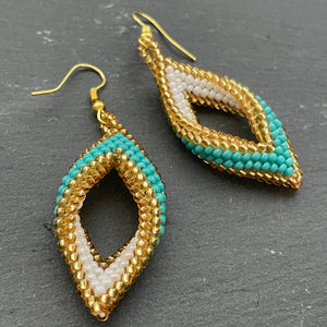 Setia Handmade Beaded Leaf Earrings