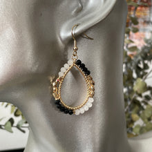 Load image into Gallery viewer, Mina handmade white, black, gold beads earrings