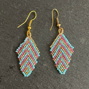Eni Handmade Beaded Leaf Earrings