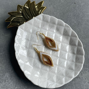 Setia Handmade Beaded Leaf Earrings