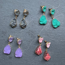 Load image into Gallery viewer, Odina natural druzy crystal dangle earrings