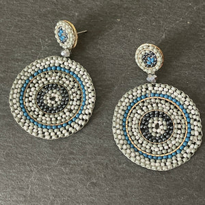 Lyana Handmade Beaded Earrings in Gray