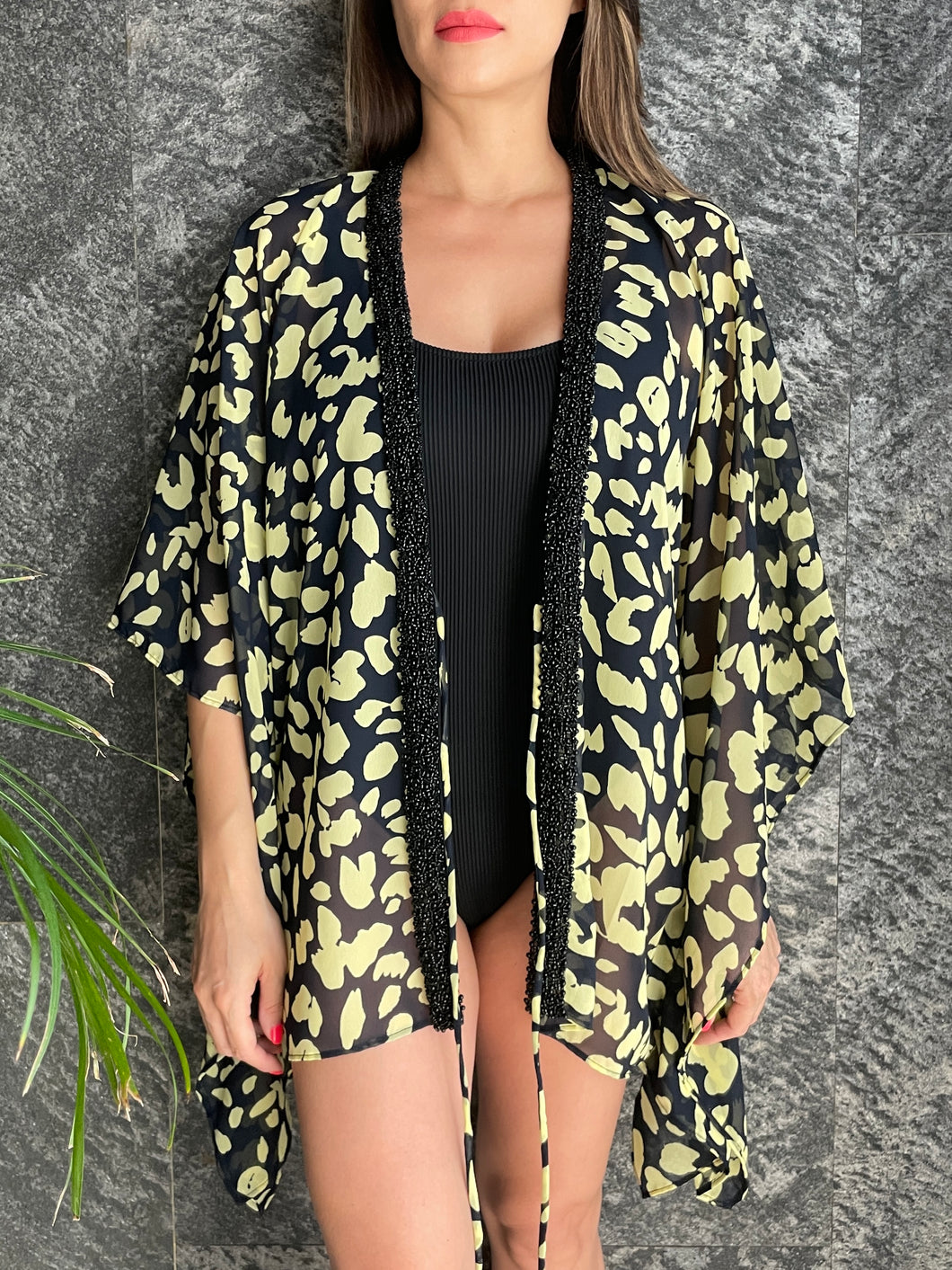 Orana Kaftan in Yellow Leopard