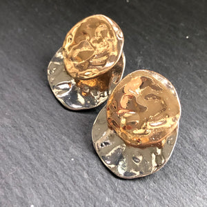 Tyra hammered textured gold silver stud drop earrings