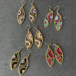 Hansa handmade gemstone, crystal and brass beads earrings