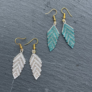Eni Handmade Beaded Leaf Earrings