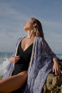 Izara Blue Snake Print Kaftan