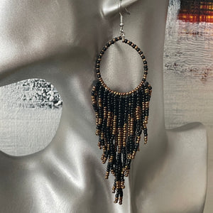 Makena handmade beaded boho tribal hoop dangle earrings