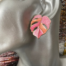 Load image into Gallery viewer, Carmel Monstera Leaf Earrings