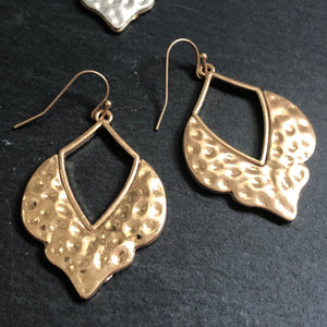 Inayat ethnic-inspired hammered metal earrings in gold