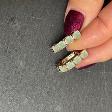 Load image into Gallery viewer, Ela Green &amp; Purple Zircon Oblong Hoop Earrings
