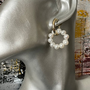 Cara Maxi Freshwater Pearl Cluster Hoop Earrings