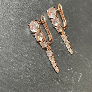 Sofiya Rose Gold Zircon Dangle Earrings