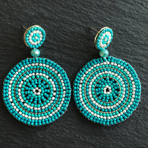 Lyana Handmade Beaded Earrings in Green