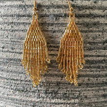 Load image into Gallery viewer, Kaniya shiny gold handmade beaded dangle boho chic earrings 