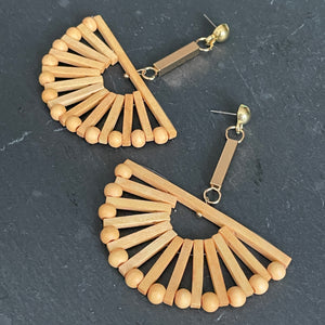 Raya Wooden Fan Earrings