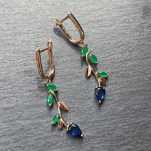 Load image into Gallery viewer, Agata Leaf Zircon Rose Gold Plated Dangle Earrings