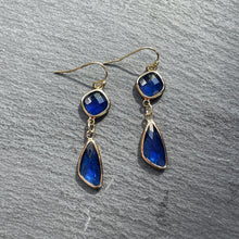 Load image into Gallery viewer, Carlotta Blue Double Zircon Dangle Earrings