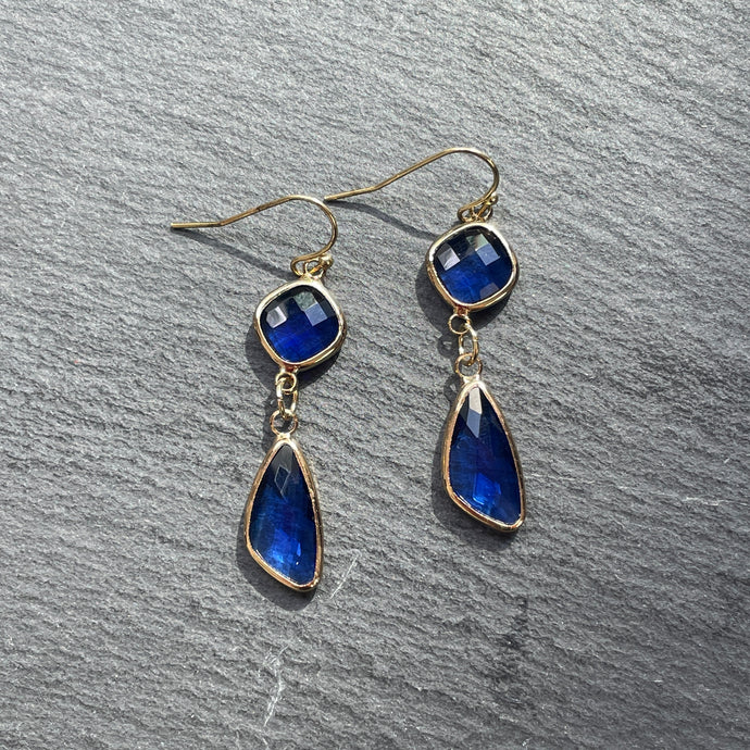 Carlotta Blue Double Zircon Dangle Earrings