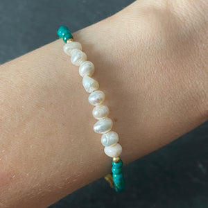 Suniva handmade malachite stone natural pearl bracelets