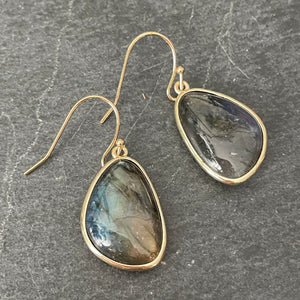 Labradorite gemstone dangle statement earrings
