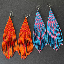 Load image into Gallery viewer, Sade handmade beaded boho chic two tone dangle earrings