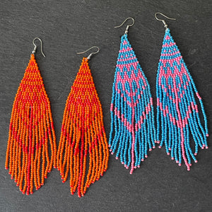 Sade handmade beaded boho chic two tone dangle earrings