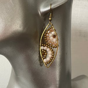 Hansa handmade pink crystal and brass beads earrings