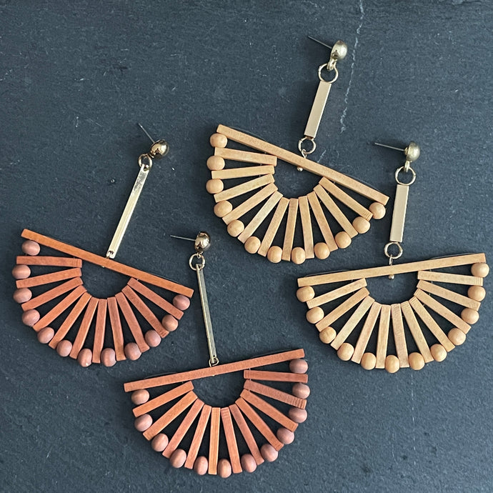 Raya Wooden Fan Earrings