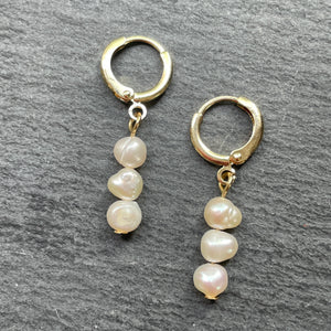 Amal Freshwater Pearl Huggie Dangle Earrings