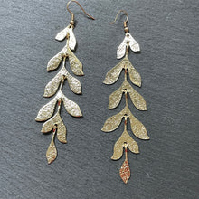 Load image into Gallery viewer, Calypso Textured Gold Leaf Dangle Earrings