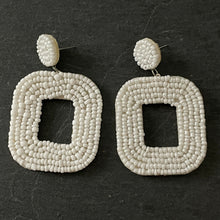 Load image into Gallery viewer, Yelia handmade beaded bold coloured statement dangle earrings in white