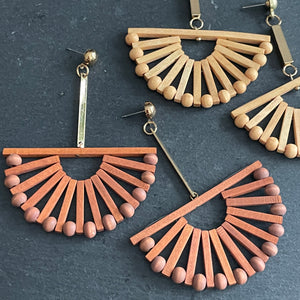 Raya Wooden Fan Earrings