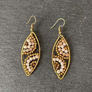 Hansa handmade pink crystal and brass beads earrings